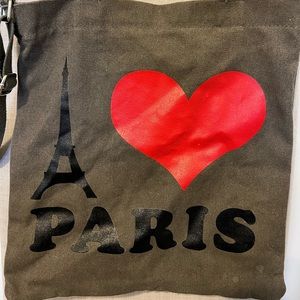 Canvas tote bag, “ I ❤️ Paris “ , grey tote bag